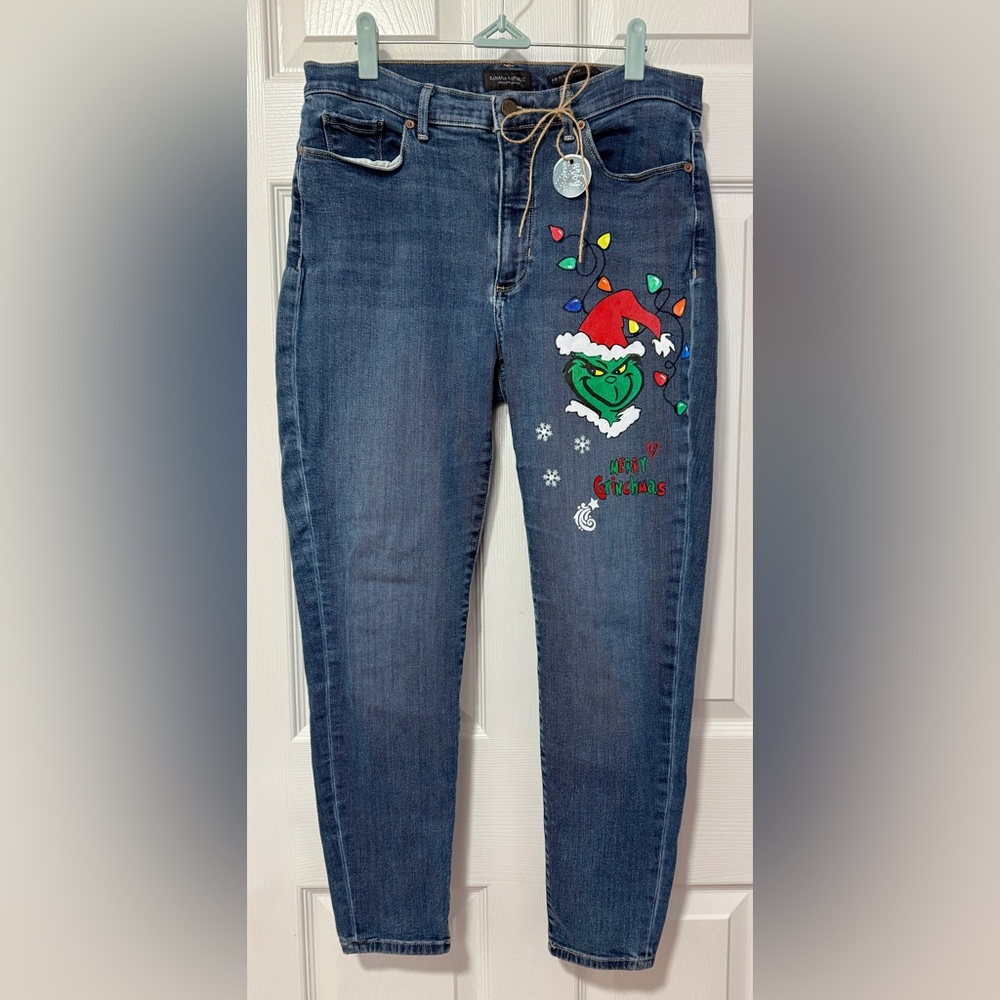 Festive Jeans with Grinch Design